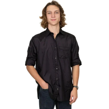 Tikima Ambra Shirt Black - Long-sleeve grooming shirt, Black Small