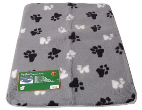 Grey Vet rug with paw pattern 50x75cm