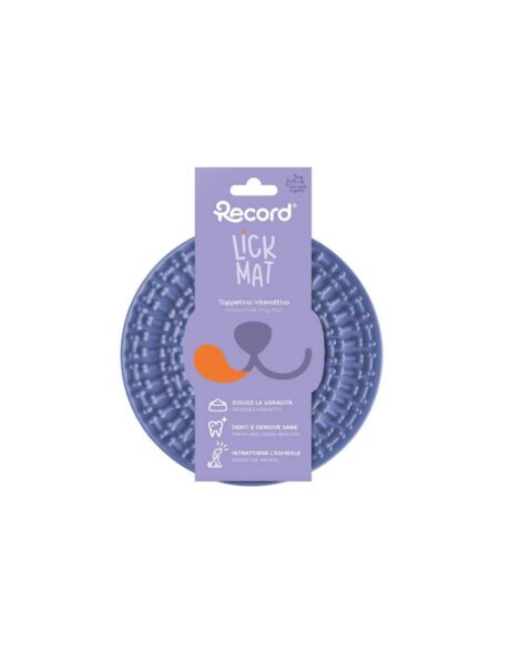 RECORD Round lick mat for dogs and cats blue
