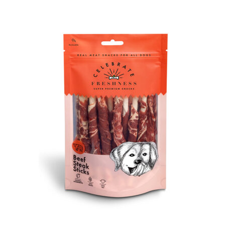 Celebrate Freshness Beef Steak Dog Treats in Sticks 100gr