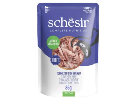 Schesir Cat C&B Wet Adult - (Tuna and Beef in Jelly Pouch 85g)