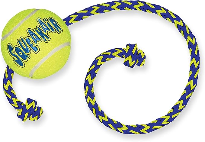 KONG AIR SQUEAKER TENNIS BALL WTH ROPE 3