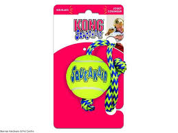 KONG AIR SQUEAKER TENNIS BALL WTH ROPE - MED