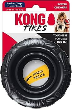 KONG Tires - Durable Rubber Chew Toy and Treat Dispenser for Power Chewers - For Medium/Large Dogs