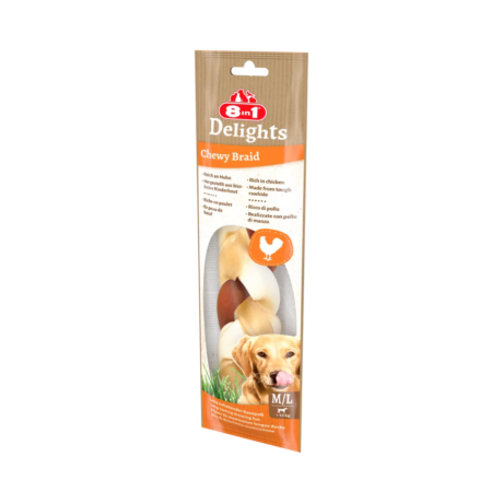 8in1 Delights – Chewy Braids Beef & Chicken (M/L) 80g