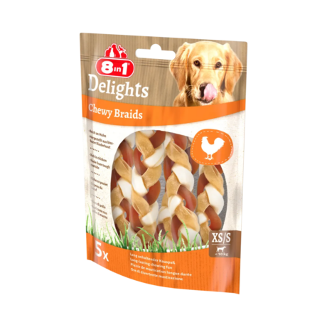 8in1 Delights – Chewy Braids Beef & Chicken (XS/S) 75g