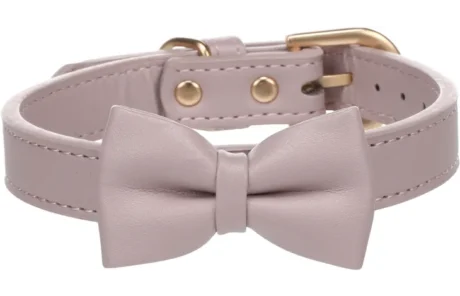 Flamingo Nela Purple Dog Collar with Bow Tie, S/M