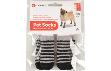 FLAMINGO Sockies 4pcs Black & Grey XS – Anti-Slip Dog Socks