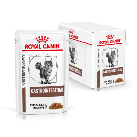 Royal Canin Veterinary Gastrointestinal Wet Cat Food Pouch and Box