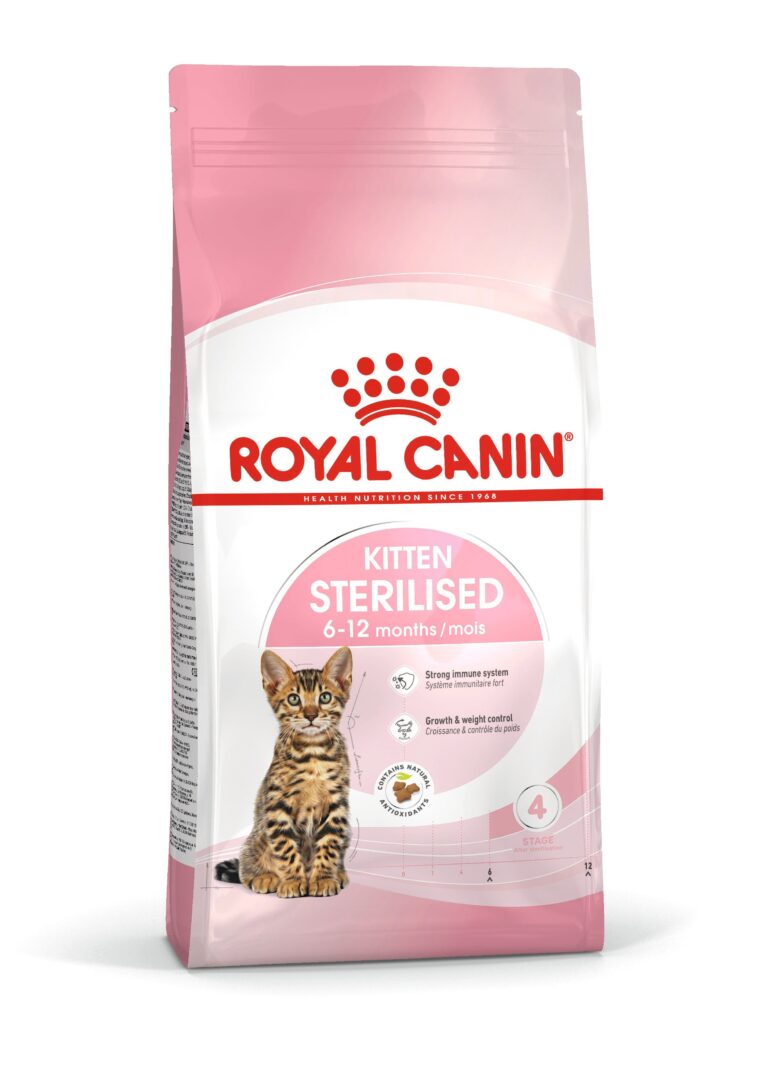 Royal Canin Kitten Sterilised Dry Cat Food - Angled Pack View