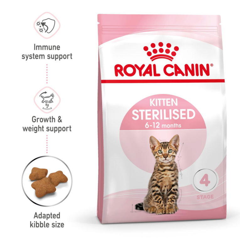 Royal Canin Kitten Sterilised Dry Cat Food - Benefits and Kibble Detail