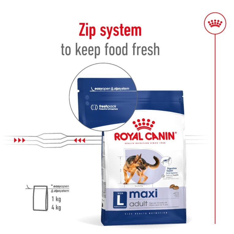 Royal Canin Maxi Adult 15kg pack with zip system